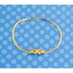 Vintage Rhinestone Gold Tone Bracelet by Avon 7 1/4 Inches - M1